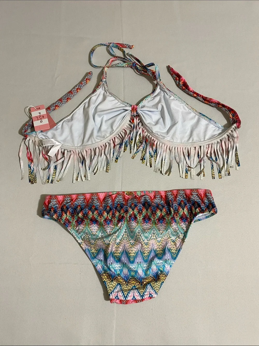 PILYQ Belize Fringe w Scoop Bottom Bikini Set Youth Girl's Size 16